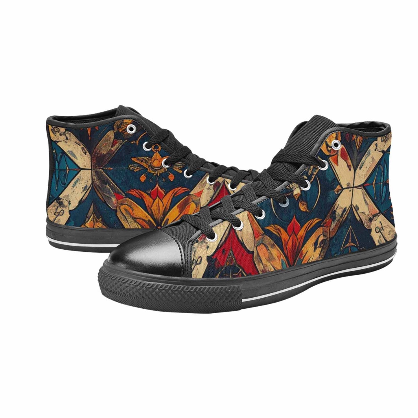 MEN'S Old School Tattoo High Top Canvas Wallpaper Art Custom Sneakers