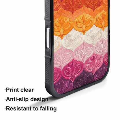 iPhone 17 Pro Max Case — Lesbian Flag Color Theme Original Art, Custom Made Phone Cover