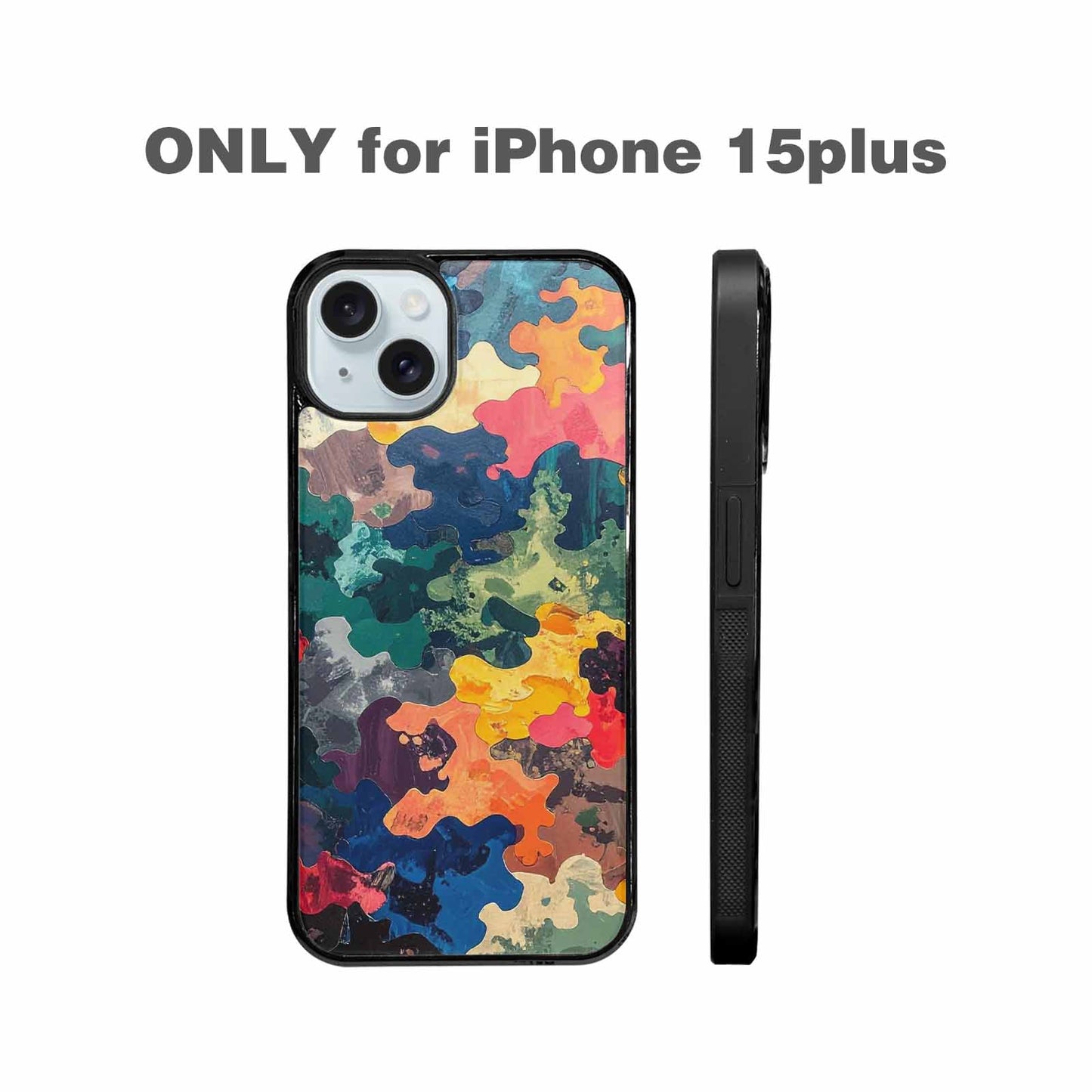 iPhone 15 Plus Case — Camo Patches Full Color Vibrant Camo, Original Design Phone Case