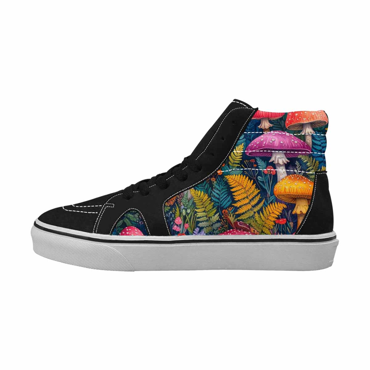 MEN'S Mushrooms  Botanical Mushrooms High Top Canvas Melting Art Sneakers