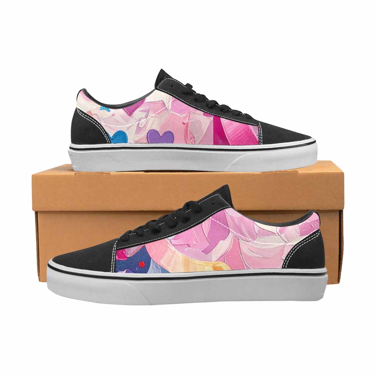 WOMEN'S Transgender Pride Flag Lace-Up Canvas Kaleidoscope Sneakers