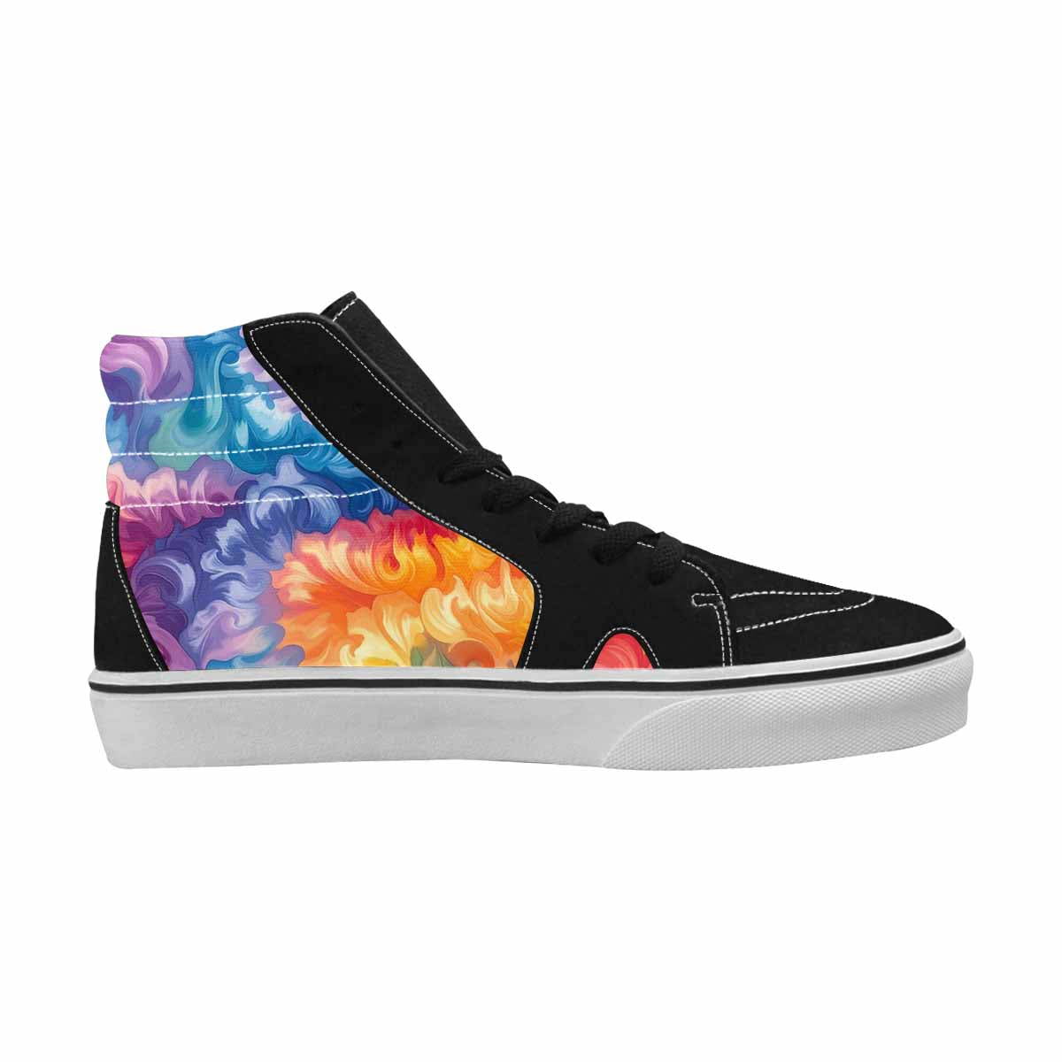 MEN'S Tie Dye Swirls Tie High Top Canvas Kaleidoscope Custom Sneakers