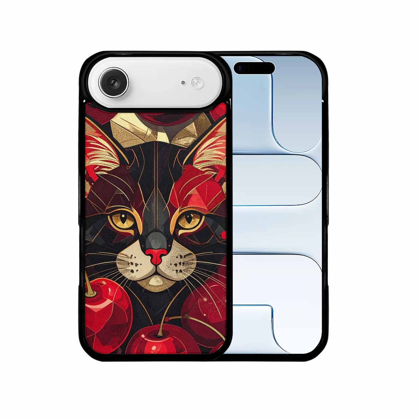 iPhone 17 Air Case — Retro Cherry Cat Face Retro Vintage, Custom Printed Phone Case