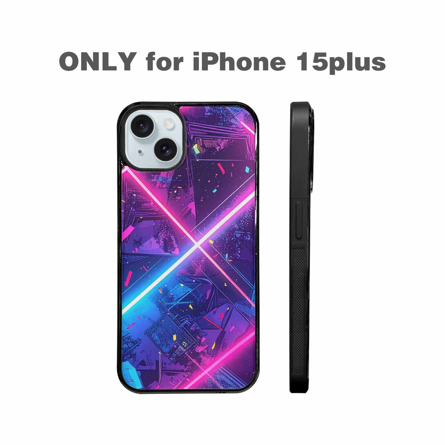 iPhone 15 Plus Case — Neon Grid Confetti, Customized Protective Case