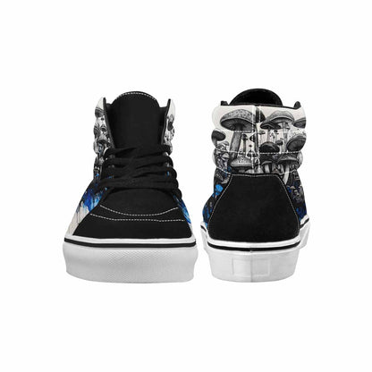 MEN'S Mushrooms Black & Blue Ink High Top Canvas Streetwear Dark Academia Shoes