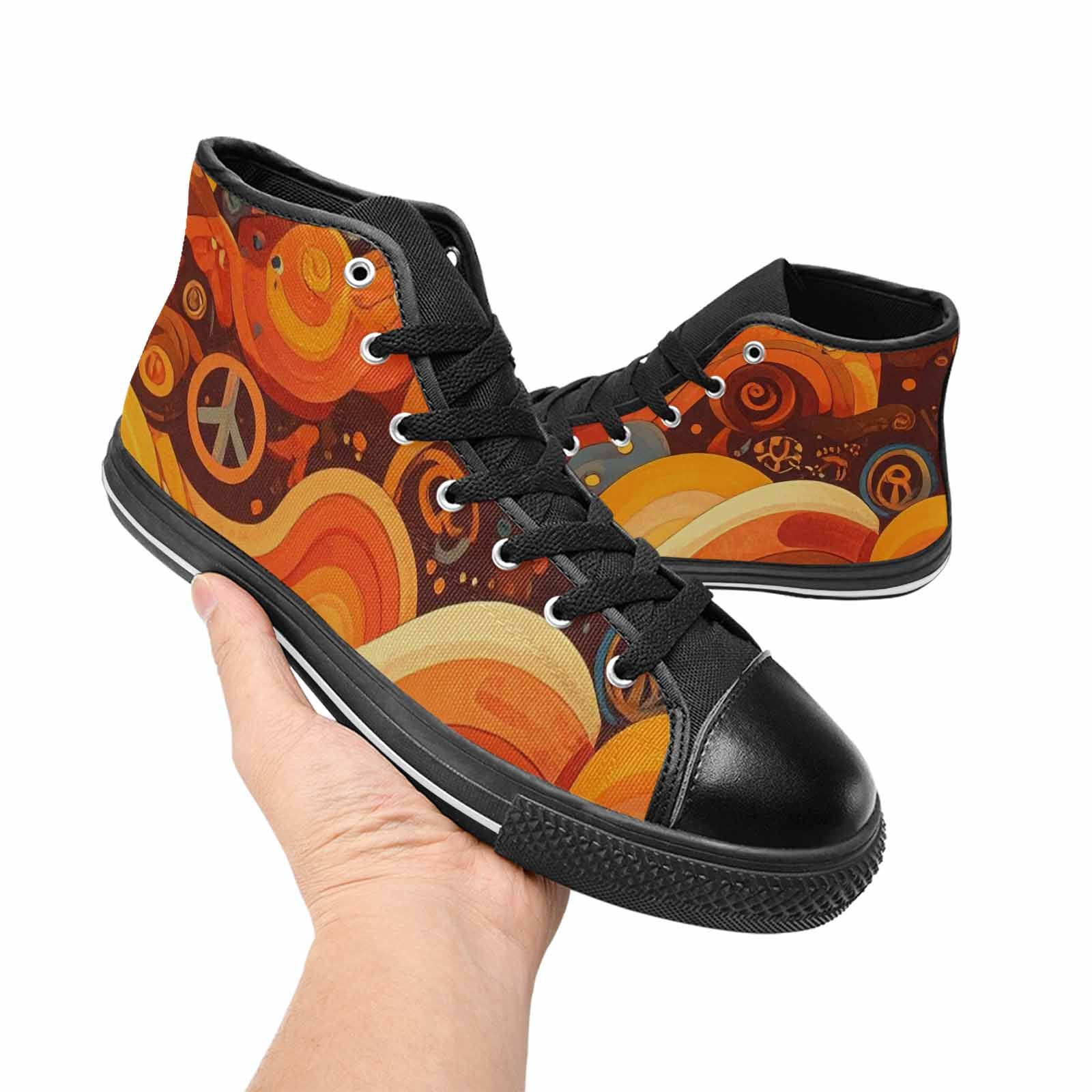 MEN'S Groovy 70S Peace High Top Canvas Surreal Custom Sneakers