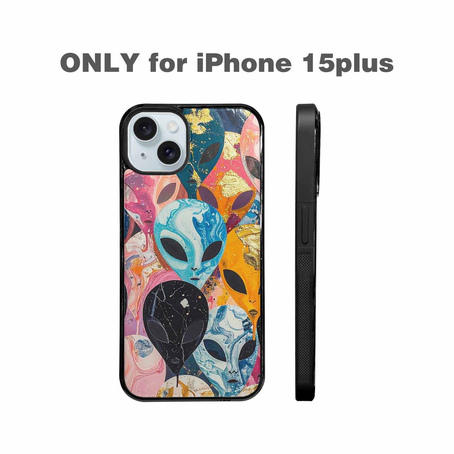 iPhone 15 Plus Case — Aliens Marblealiens Pattern Doe, Custom Print Case Cover