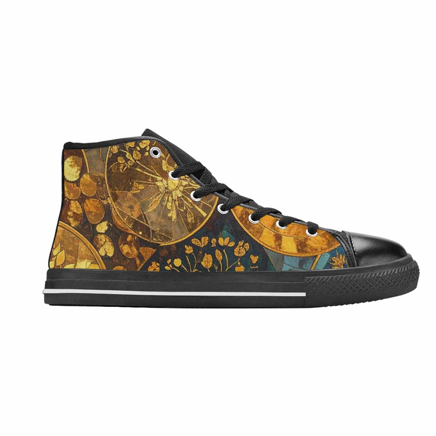 WOMEN'S Klimt-Style Gold Leaf High Top Canvas Y2K Sneakers