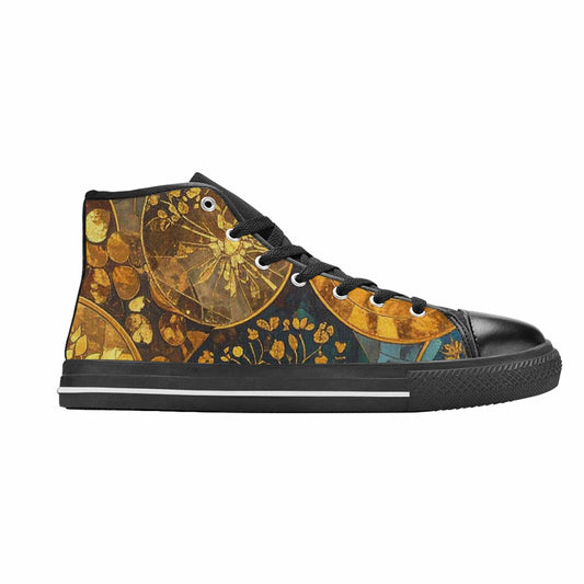 WOMEN'S Klimt-Style Gold Leaf High Top Canvas Y2K Sneakers
