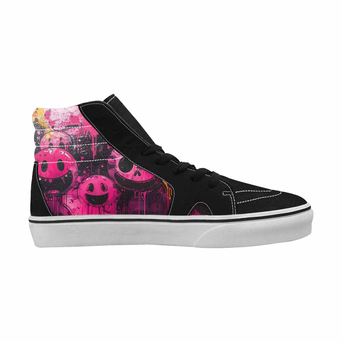 MEN'S Melting Moon Smiley High Top Canvas Kaleidoscope Custom Sneakers