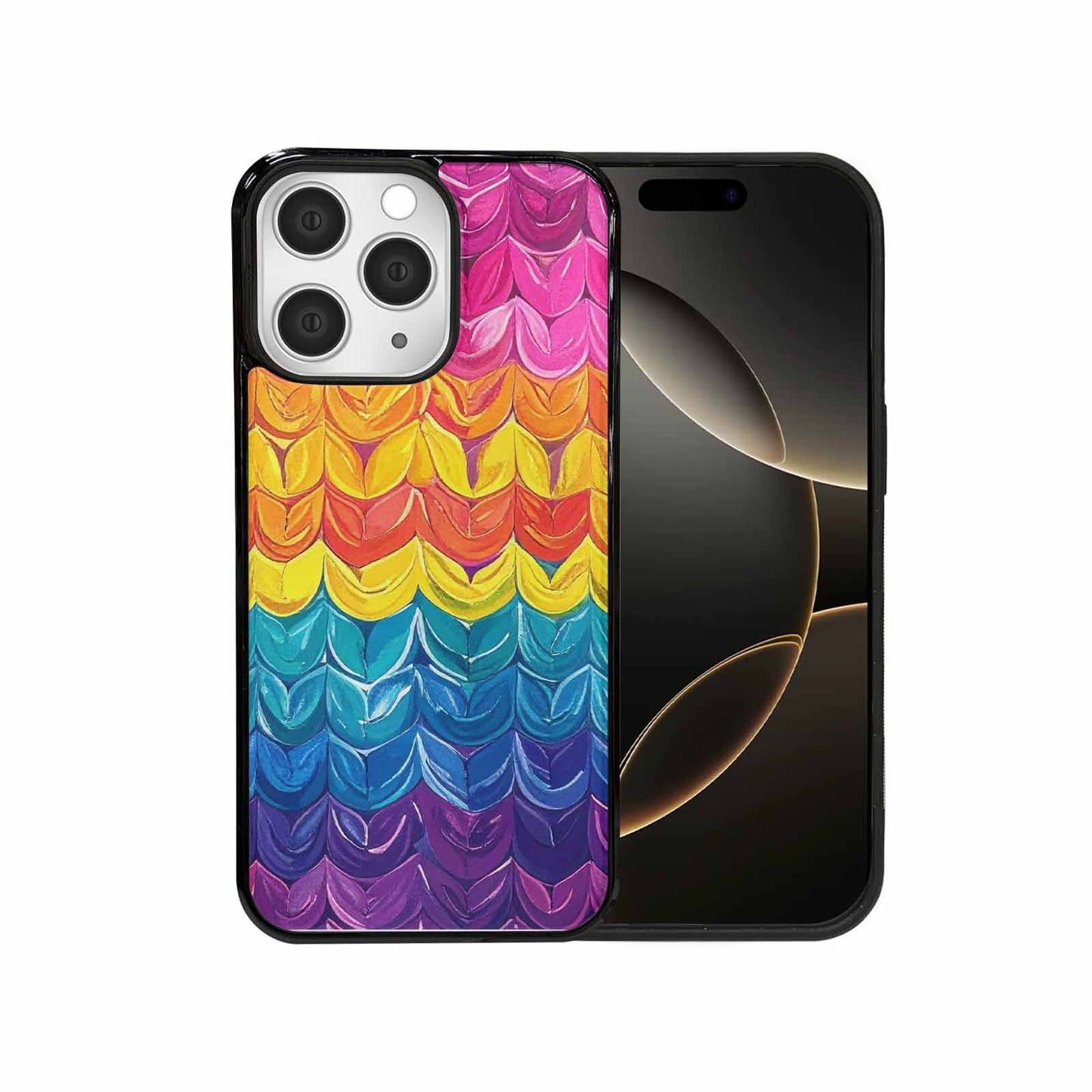 iPhone 15 Pro Max Case — Pansexual Flag Color Theme Small Rainbow, Custom Made Phone Cover
