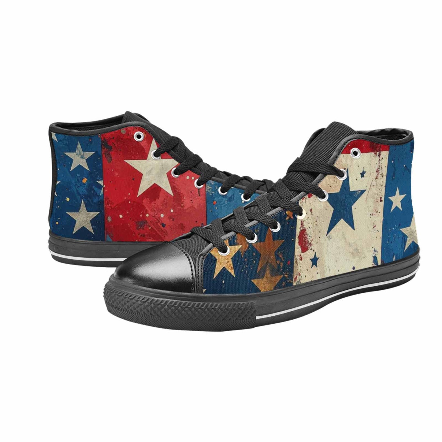 MEN'S American Flag Stars High Top Canvas Vibrant Chaos Sneakers