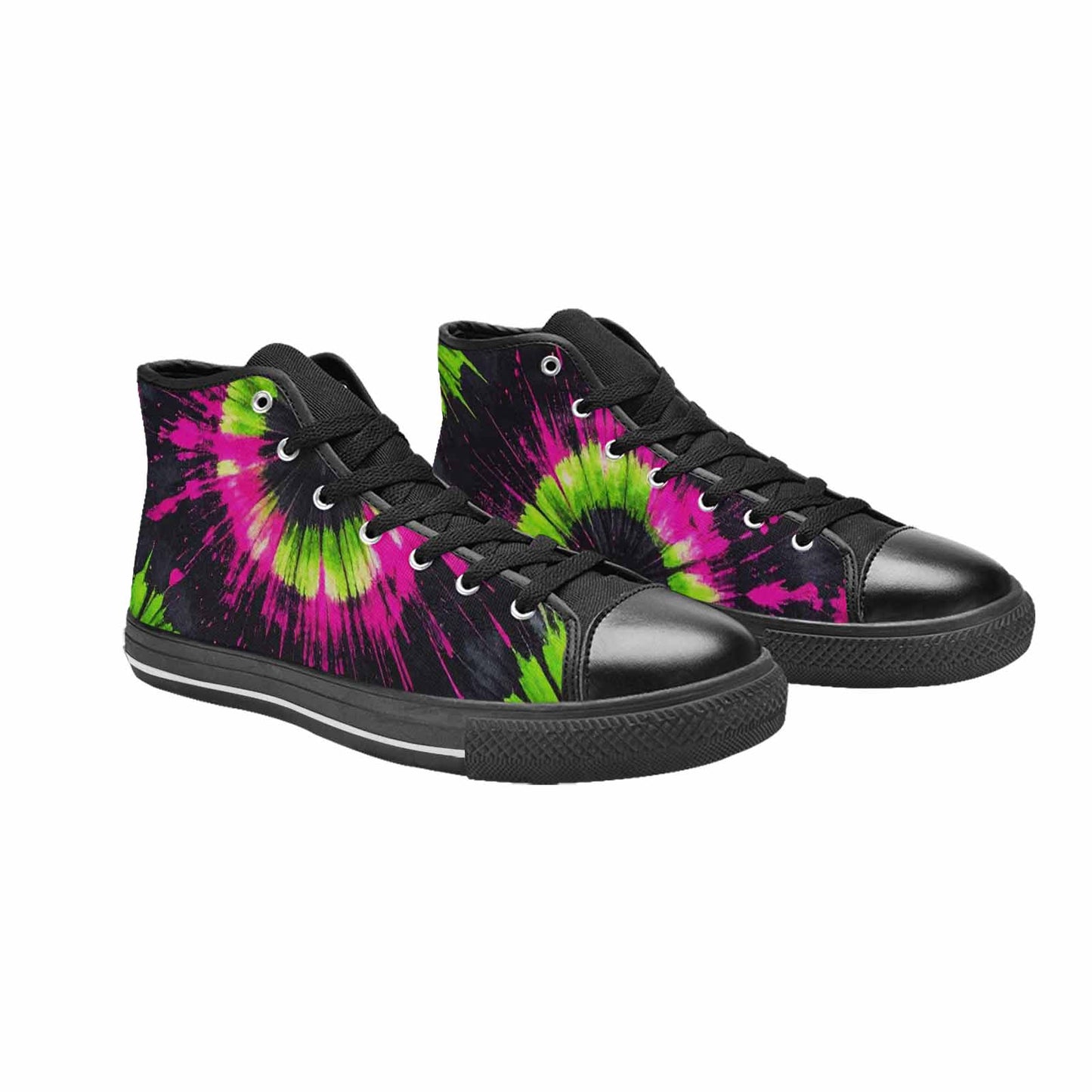 MEN'S Acid Wash Tie Dye Neon High Top Canvas Wallpaper Art Custom Shoes