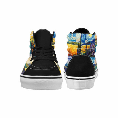 WOMEN'S Van Gogh-Style Swirl High Top Canvas Y2K Custom Sneakers