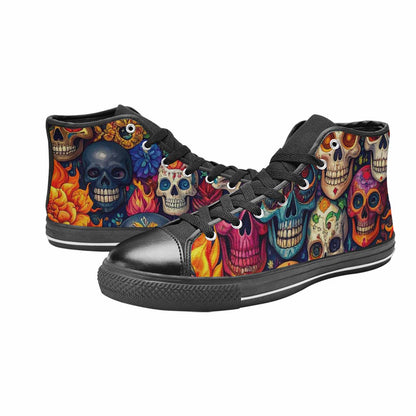 WOMEN'S Skull High Top Canvas Cottagecore Sneakers