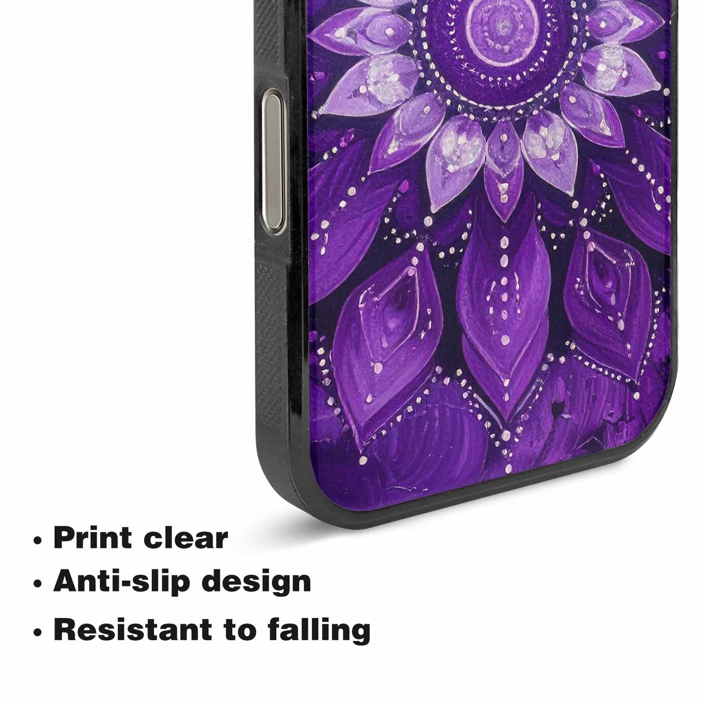 iPhone 16 Pro Max Case — Purple Mandala Bohemian Print Edge To, Original Design Phone Case