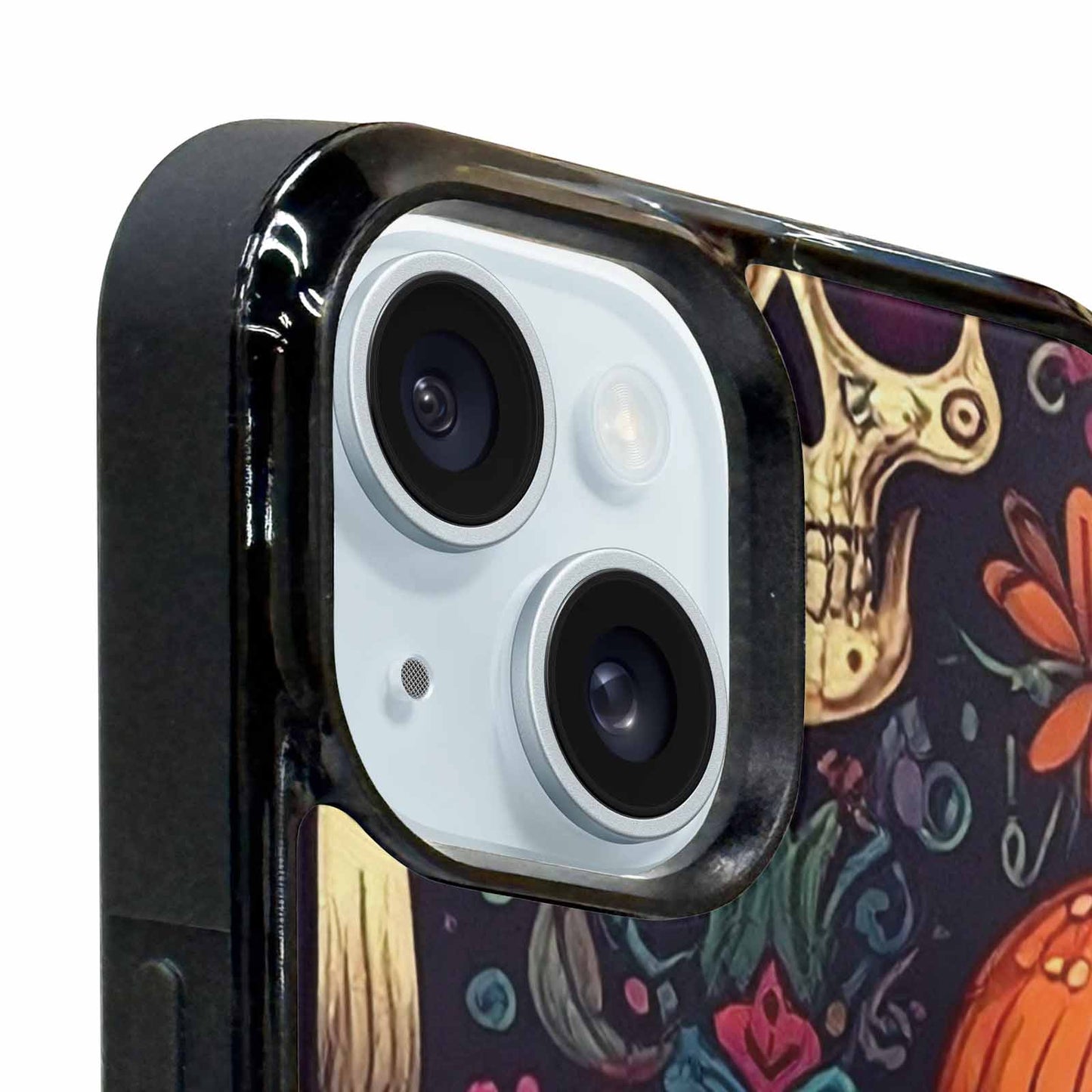 iPhone 15 Plus Case — Mushrooms And Skulls, Custom Made Phone Cover