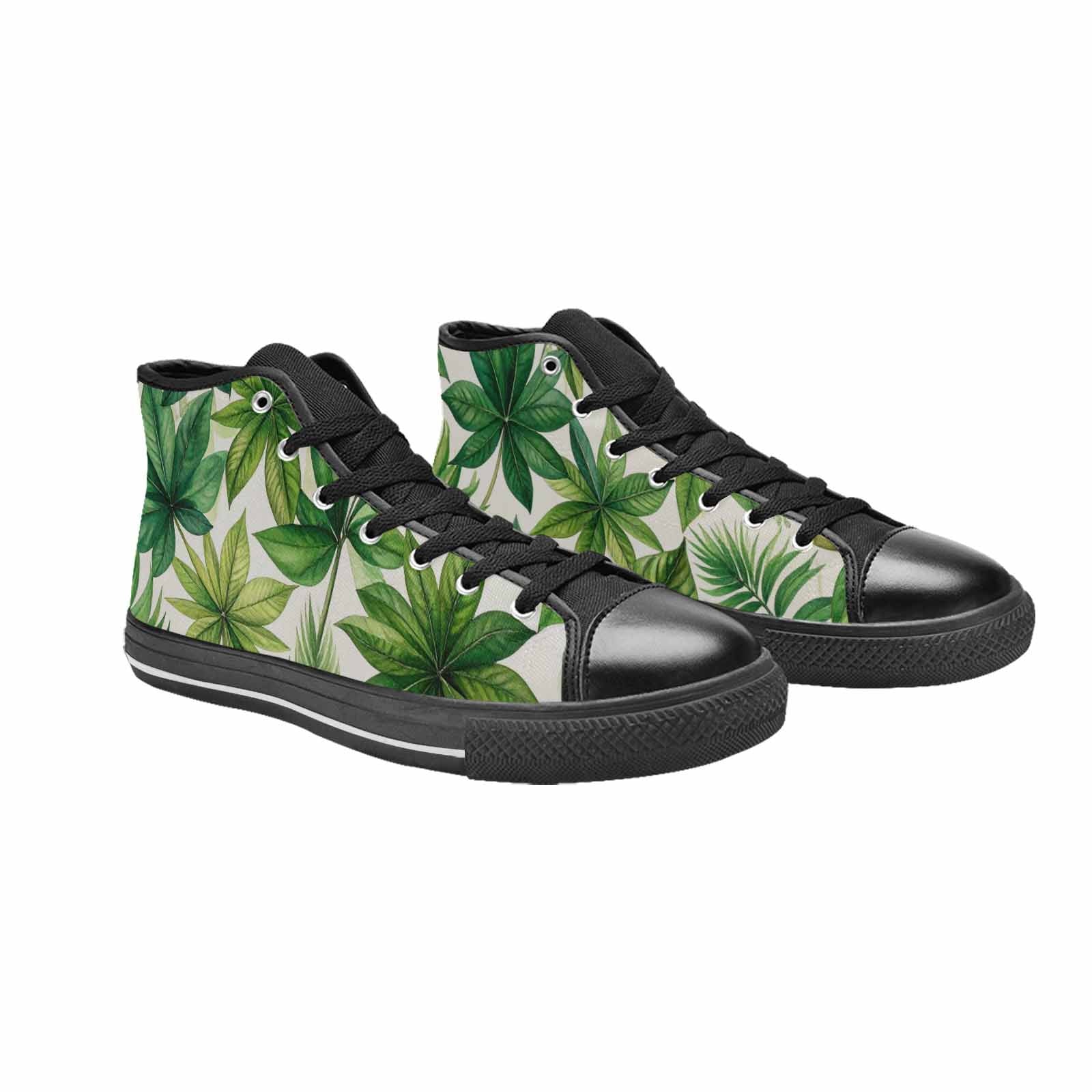 MEN'S Seven-Point Palmate Leaf High Top Canvas Vibrant Chaos Sneakers