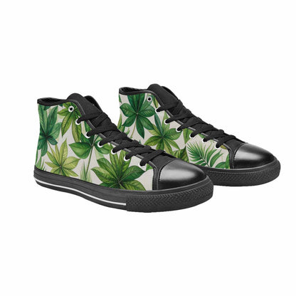 MEN'S Seven-Point Palmate Leaf High Top Canvas Vibrant Chaos Sneakers
