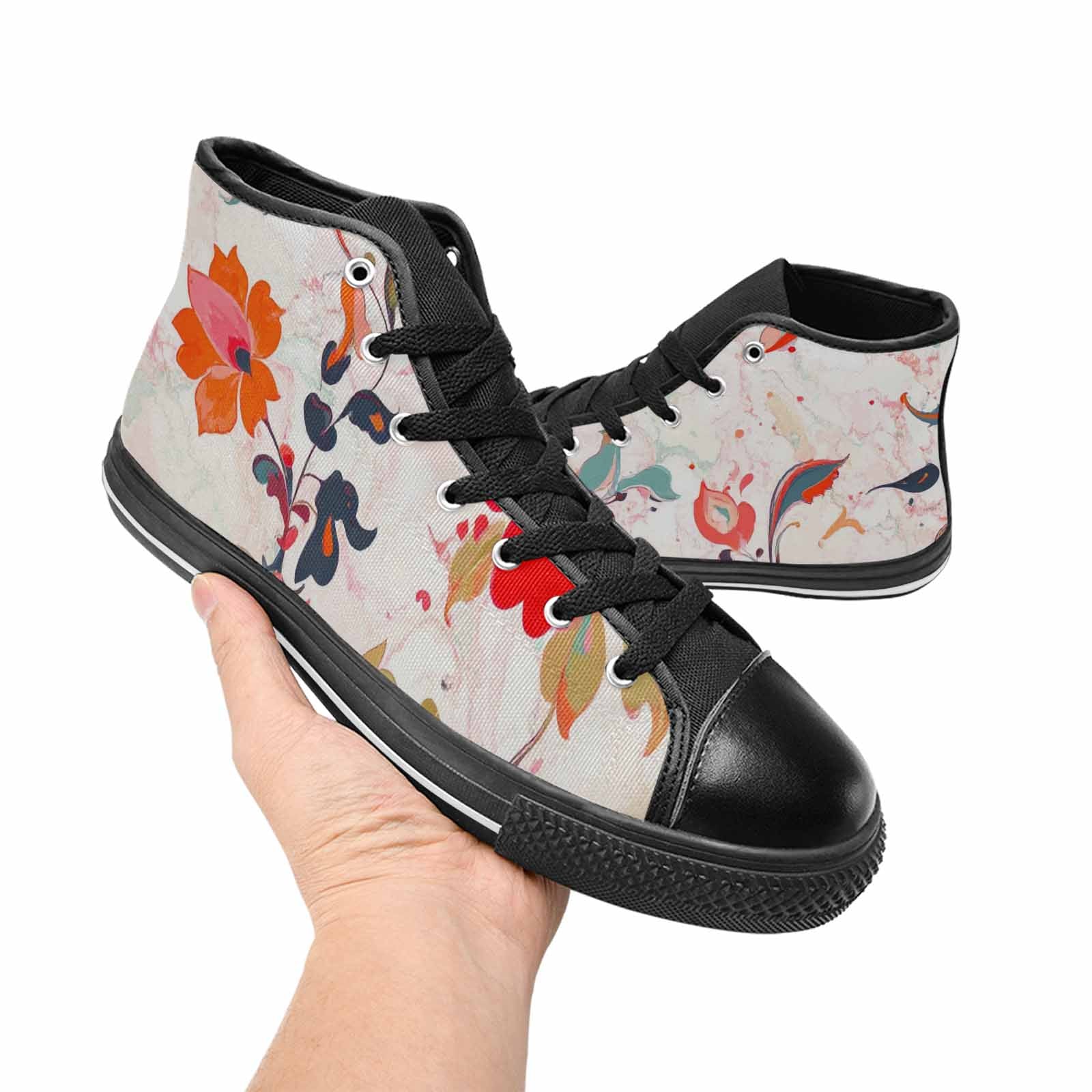 MEN'S Marble Floral High Top Canvas Surreal Shoes
