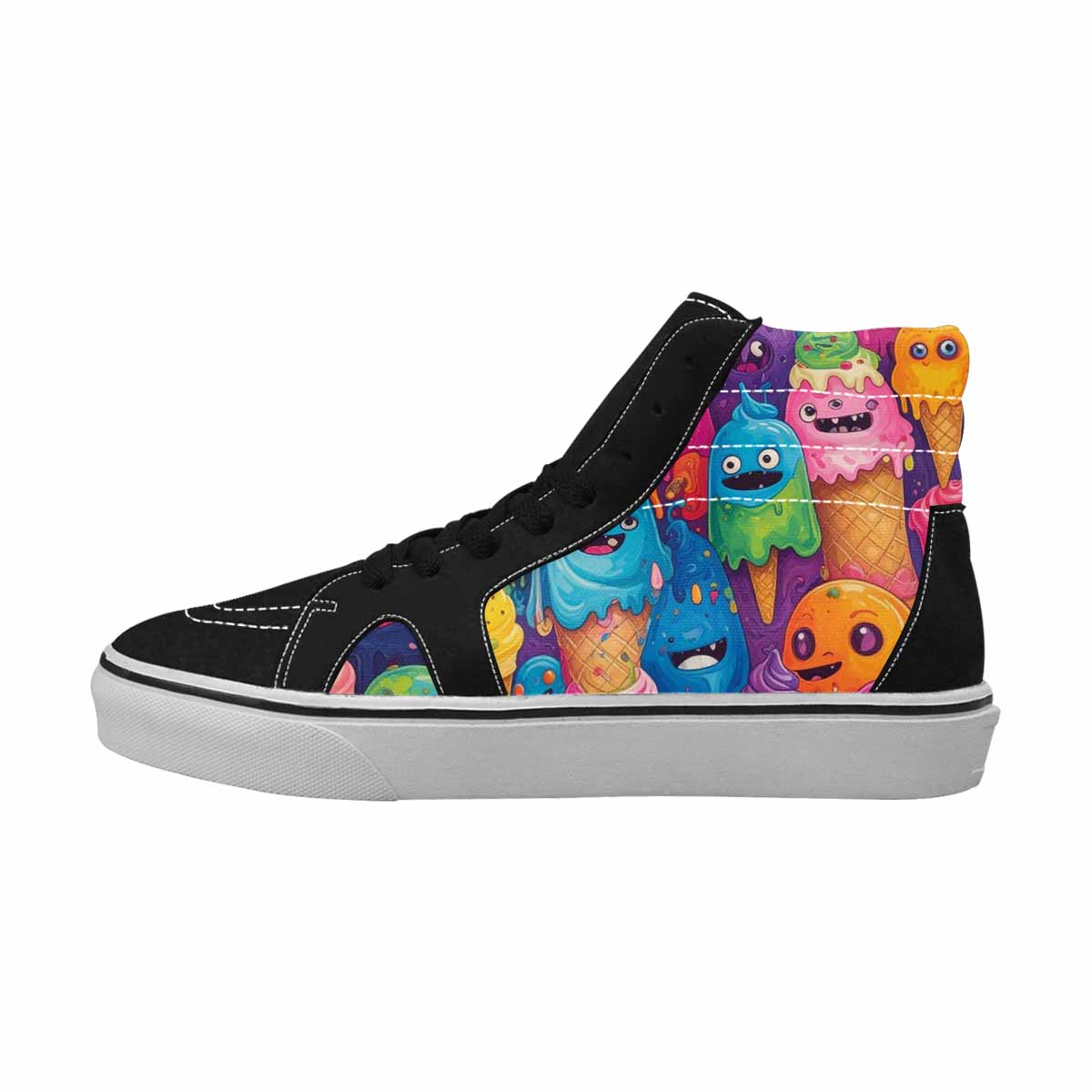 MEN'S Melting Ice Cream Monster High Top Canvas Grunge Shoes