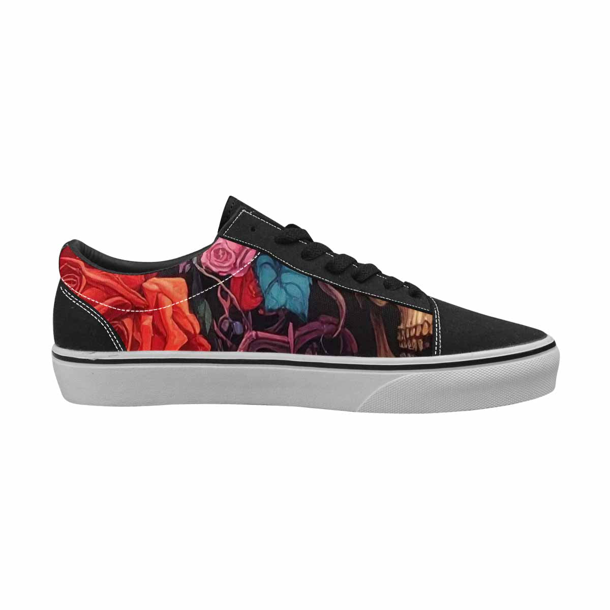WOMEN'S Skulls Roses Melting Skulls Lace-Up Canvas Vivid Sneakers