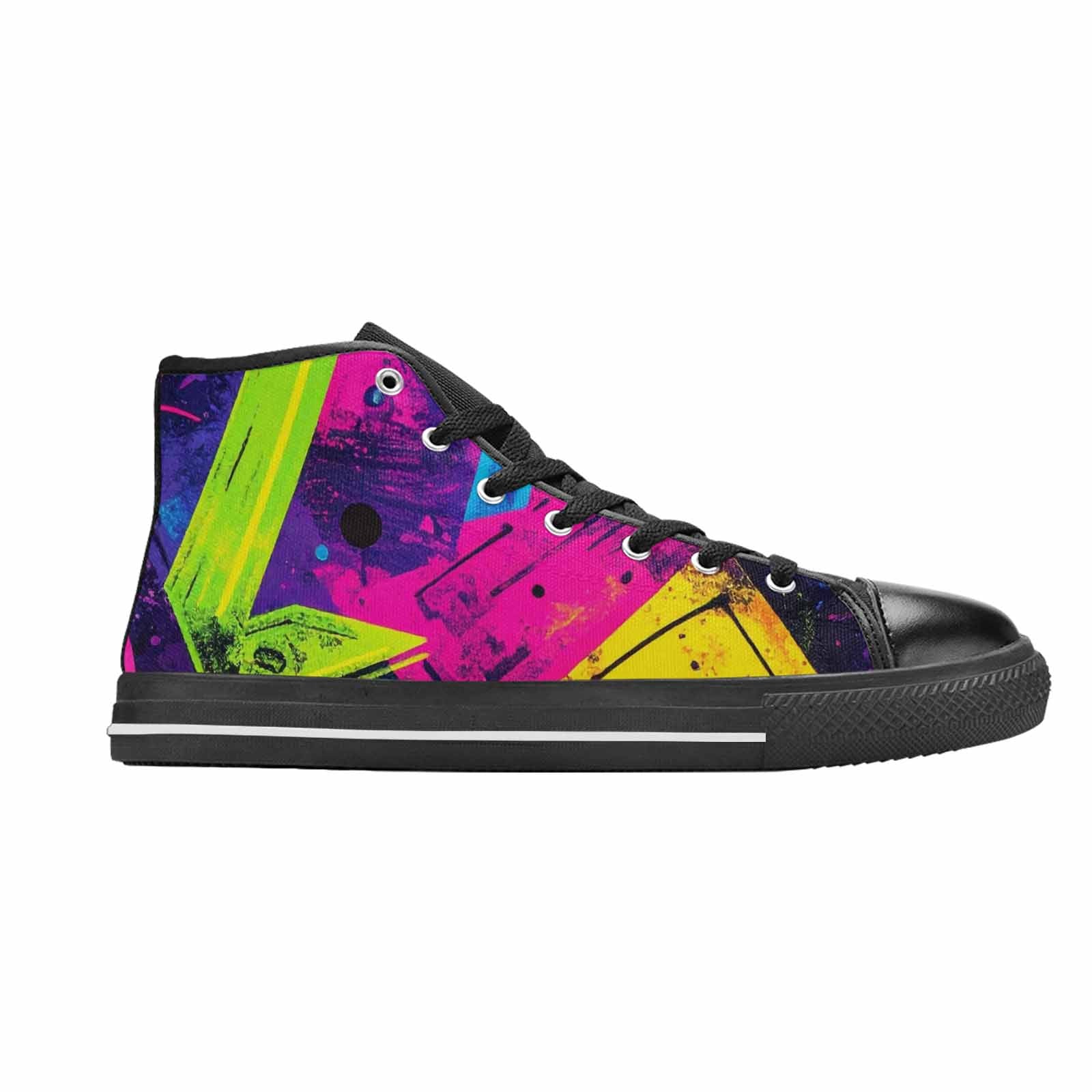 WOMEN'S Memphis Squiggles Triangles Dots High Top Canvas Grunge Sneakers