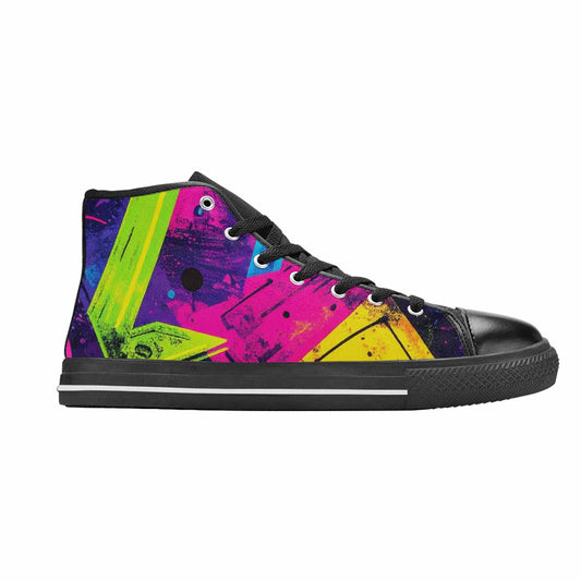WOMEN'S Memphis Squiggles Triangles Dots High Top Canvas Grunge Sneakers