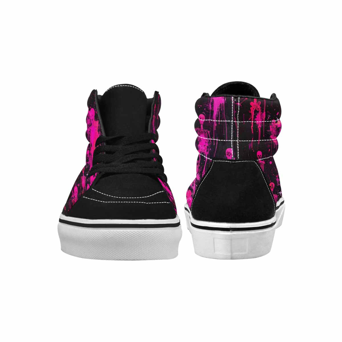 MEN'S Skeletons  Neon Pink High Top Canvas Melting Art Custom Sneakers