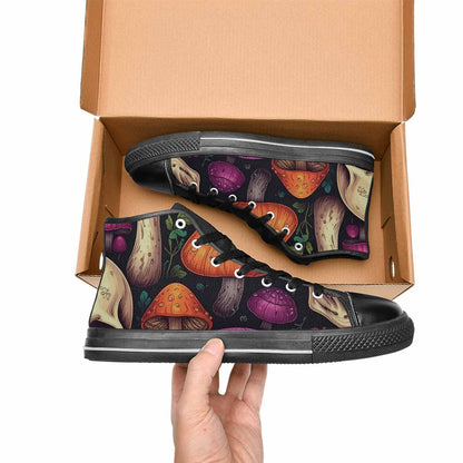 MEN'S Mushroom Skull High Top Canvas Cottagecore Custom Shoes