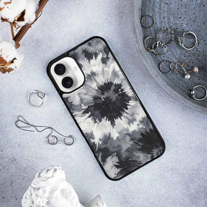 iPhone 16 Plus Case — Tie Dye Black And Gray Blended, Custom Printed Phone Case