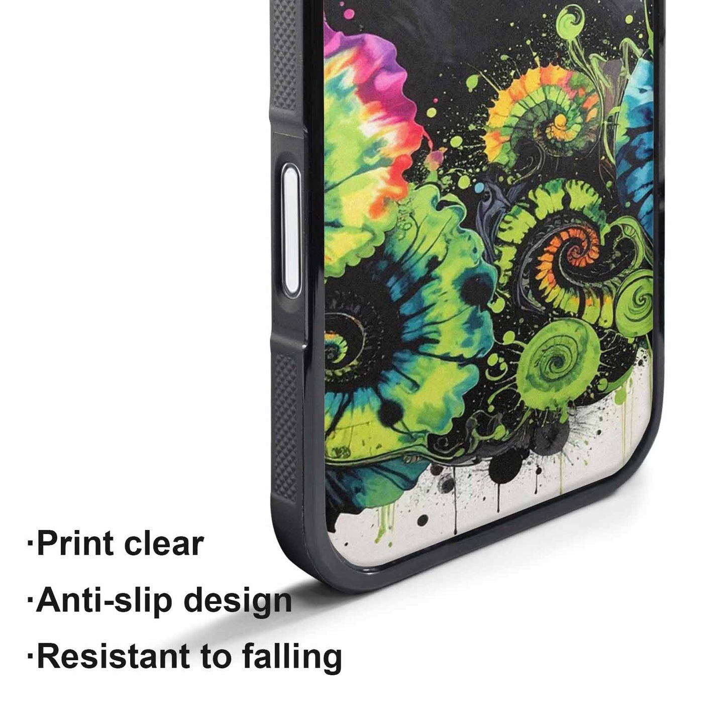 iPhone 17 Pro Max Case — Black &amp; Green Ink Tie Dye, Original Design Phone Case