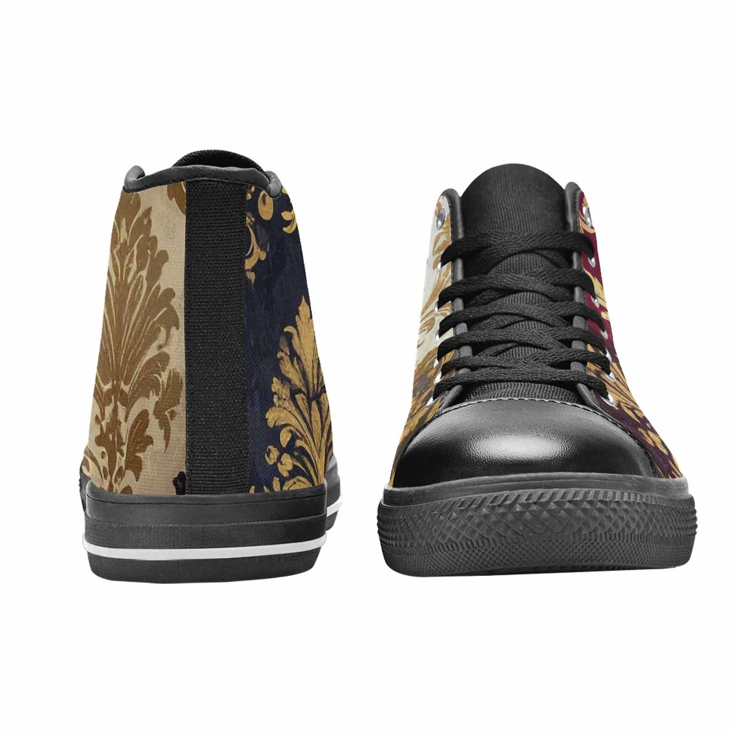 WOMEN'S Damask Ornamental Wallpaper High Top Canvas Wallpaper Art Sneakers