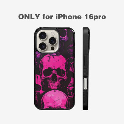 iPhone 16 Pro Case — Pink Purple Skeletons Neon Drip Melting, Custom Art Phone Cover
