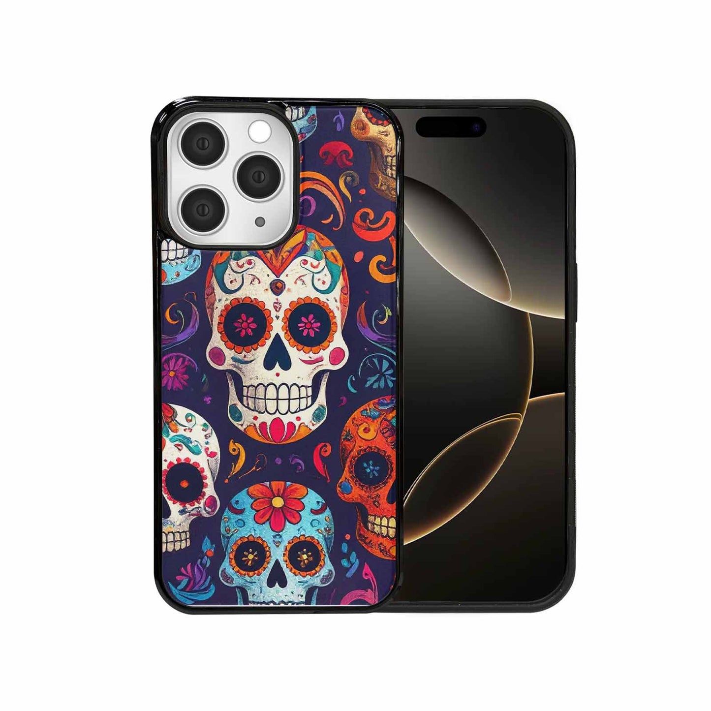 iPhone 15 Pro Max Case — Day Dead Sugar Skull Art 100s, Custom Made Phone Cover