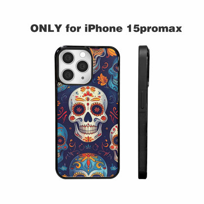 iPhone 15 Pro Max Case — Day Dead Sugar Skull Art 100s, Custom Print Case Cover
