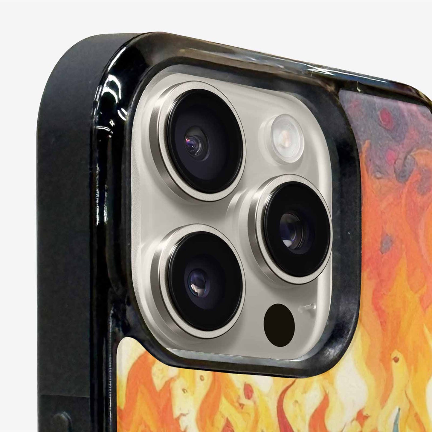 iPhone 16 Pro Case — Flame Burst Full Color Vibrant Flame, Custom Print Case Cover