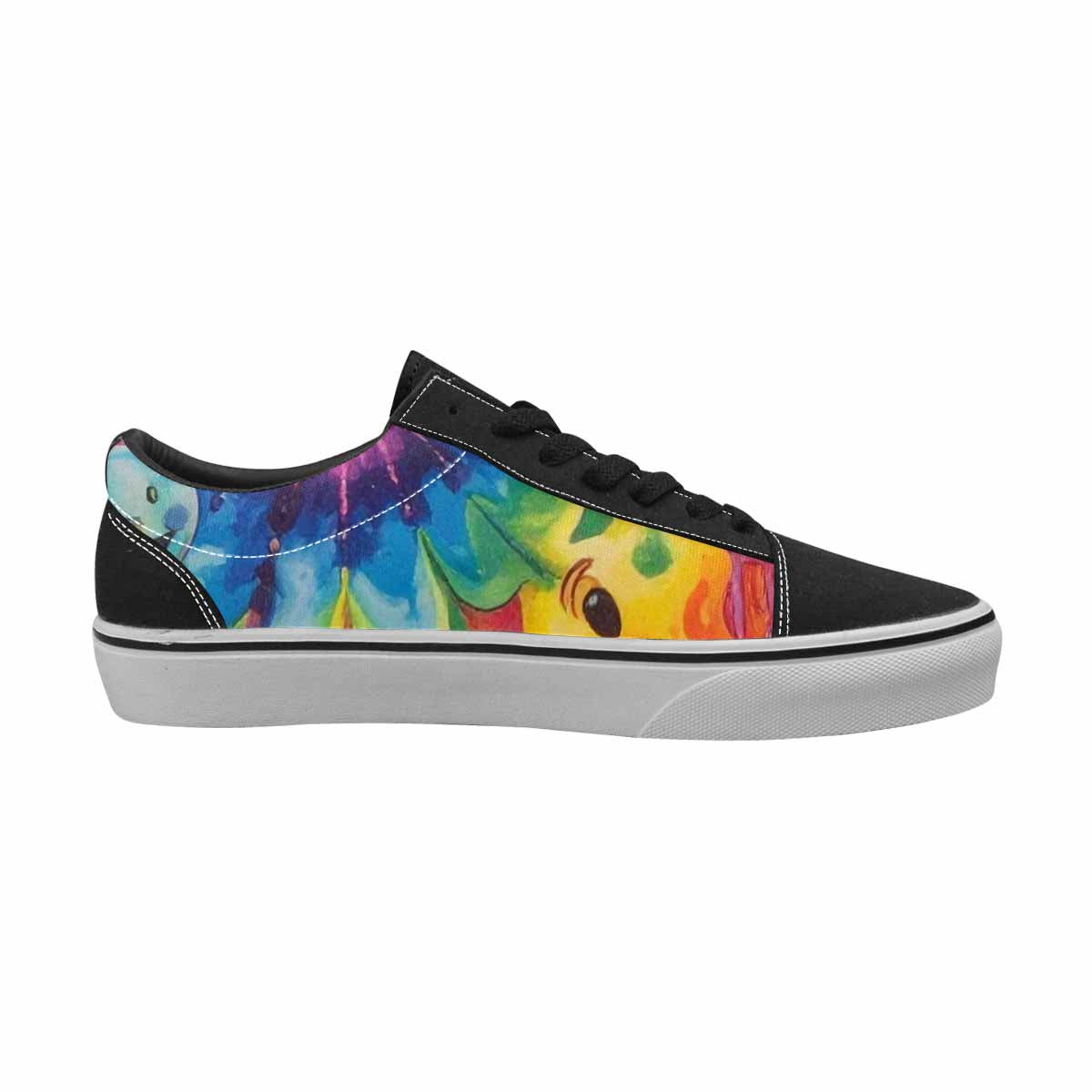 WOMEN'S Smiley Facessmiley Faces  Lace-Up Canvas Vibrant Chaos Custom Sneakers