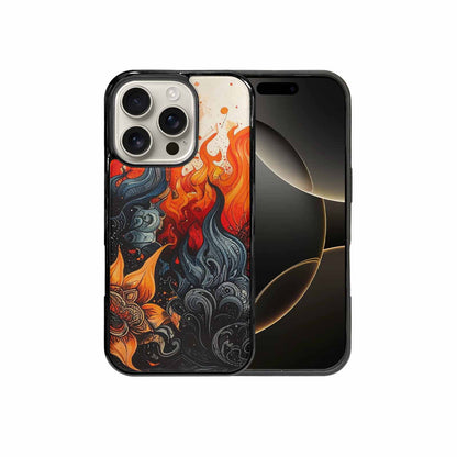 iPhone 16 Pro Case — Flame Burst Black Red Ink Flame, Original Design Phone Case