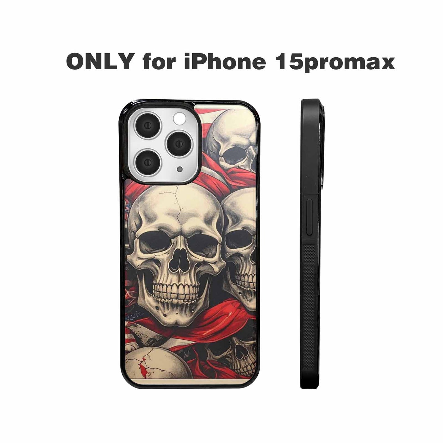 iPhone 15 Pro Max Case — Skull Dark Art Gothic Print, Custom Made Phone Cover