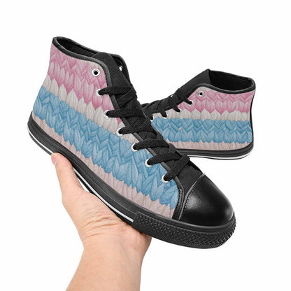 MEN'S Transgender Flag Color High Top Canvas Aesthetic Sneakers