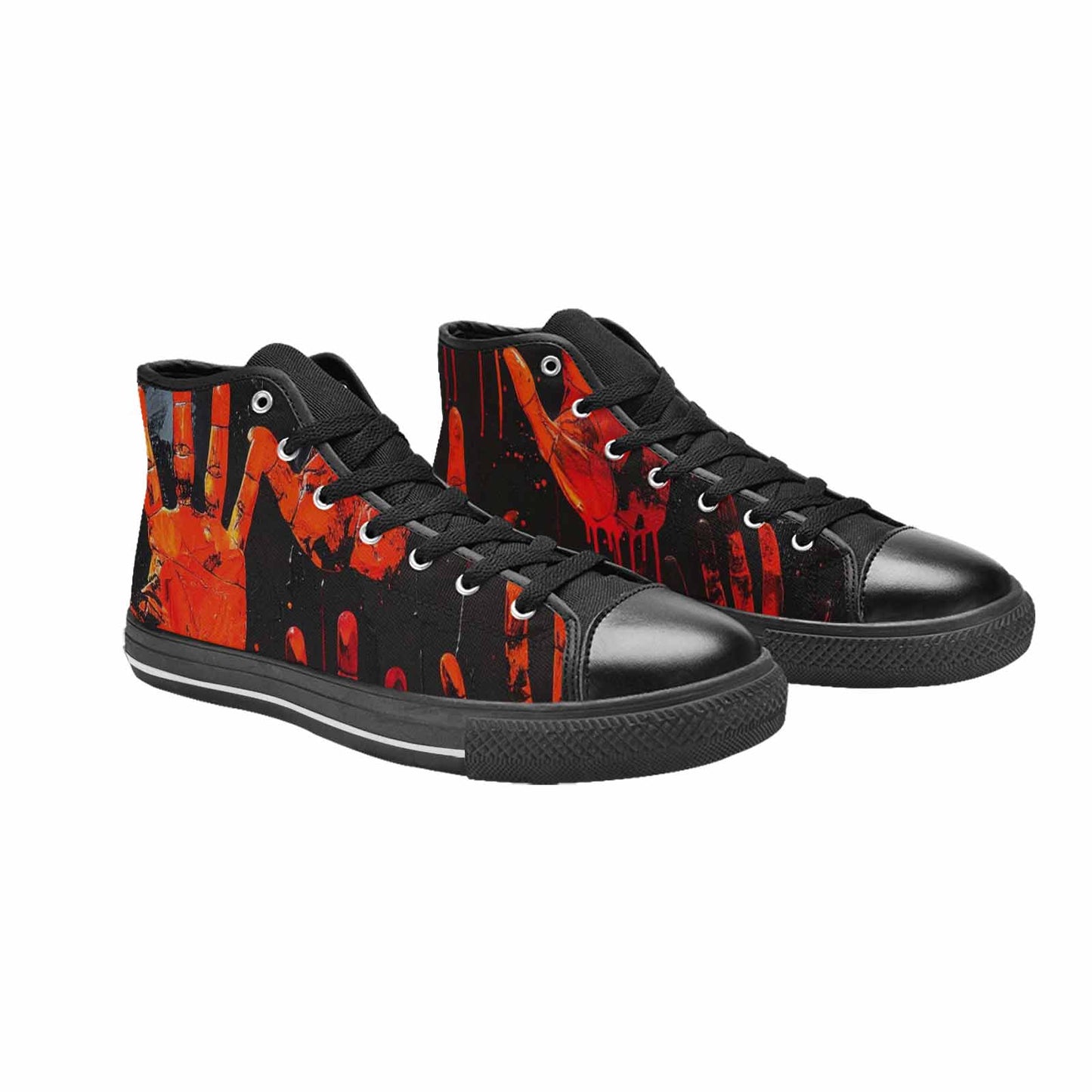 MEN'S Halloween Splatter Handprint High Top Canvas Grunge Sneakers
