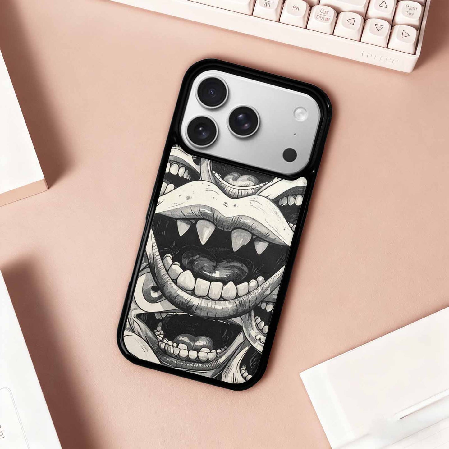 iPhone 17 Pro Case — Seamless Repeating Pattern Of Overlapping Cartoon, Custom Made Phone Cover
