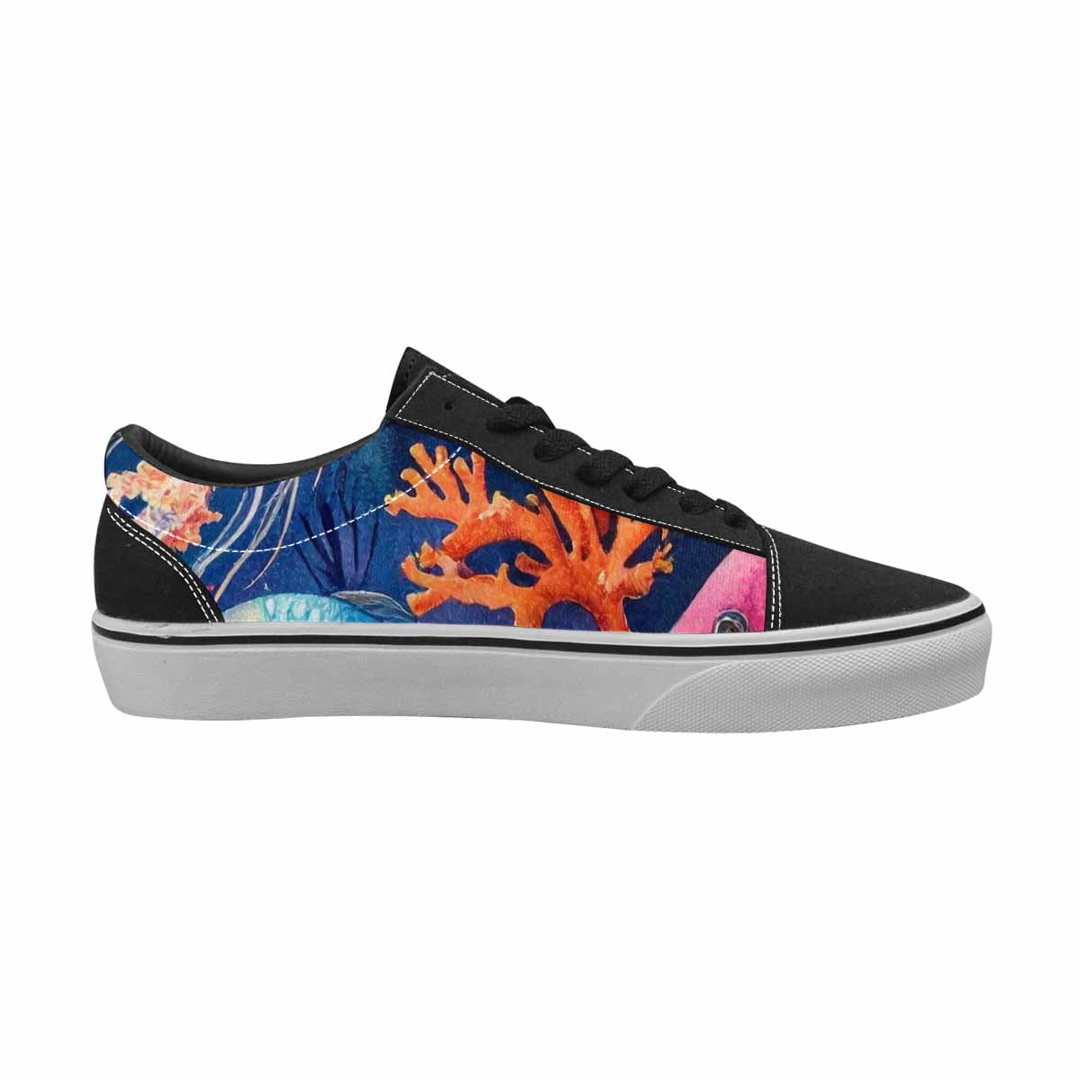 WOMEN'S Fish Scale Coral Canvas Lace-Up Neon Fantasy Custom Sneakers