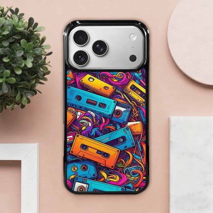iPhone 17 Pro Max Case — Retro Cassette Tape Pattern Retro Vintage, Custom Art Phone Cover