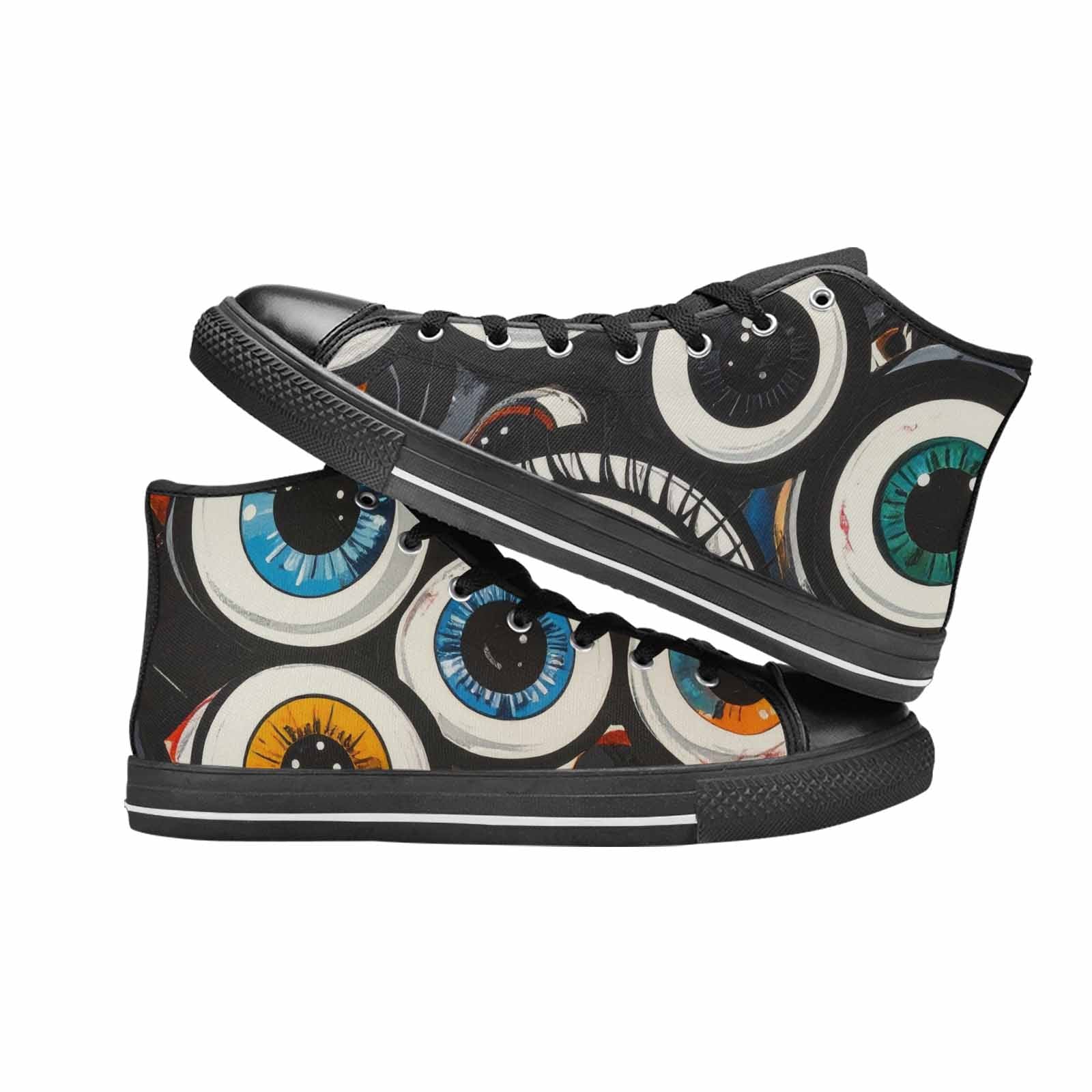 MEN'S Googly Cartoon Eyeballs High Top Canvas Surreal Custom Sneakers