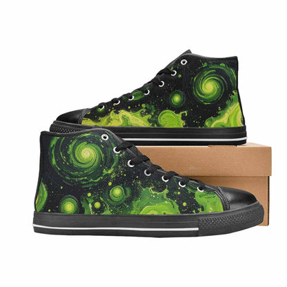 MEN'S Melting Galaxy Acid Green High Top Canvas Dark Academia Custom Shoes
