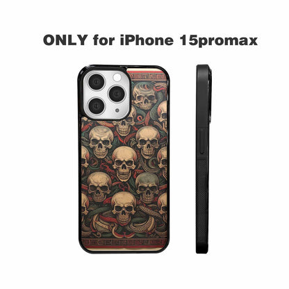 iPhone 15 Pro Max Case — Traditional Tattoo Style Skulls Entwined With, Original Design Phone Case
