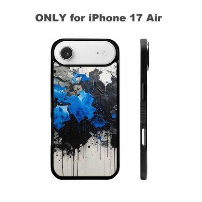 iPhone 17 Air Case — Black Blue Ink Camo Patches Camo, Custom Print Case Cover