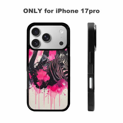 iPhone 17 Pro Case — Black Pink Ink Zebra Stripe Animal, Custom Art Phone Cover